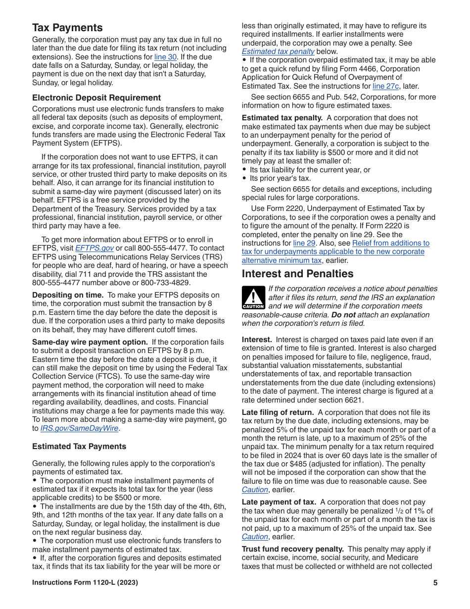 Instructions for IRS Form 1120-L U.S. Life Insurance Company Income Tax Return, Page 5
