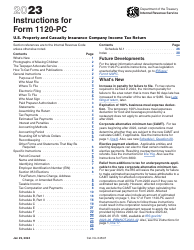 Document preview: Instructions for IRS Form 1120-PC U.S. Property and Casualty Insurance Company Income Tax Return, 2023