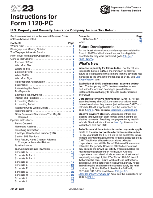 Instructions for IRS Form 1120-PC U.S. Property and Casualty Insurance Company Income Tax Return, 2023