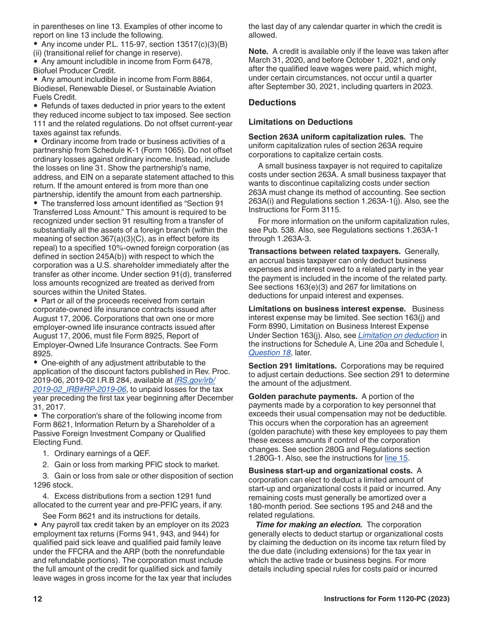 Instructions for IRS Form 1120-PC U.S. Property and Casualty Insurance Company Income Tax Return, Page 12