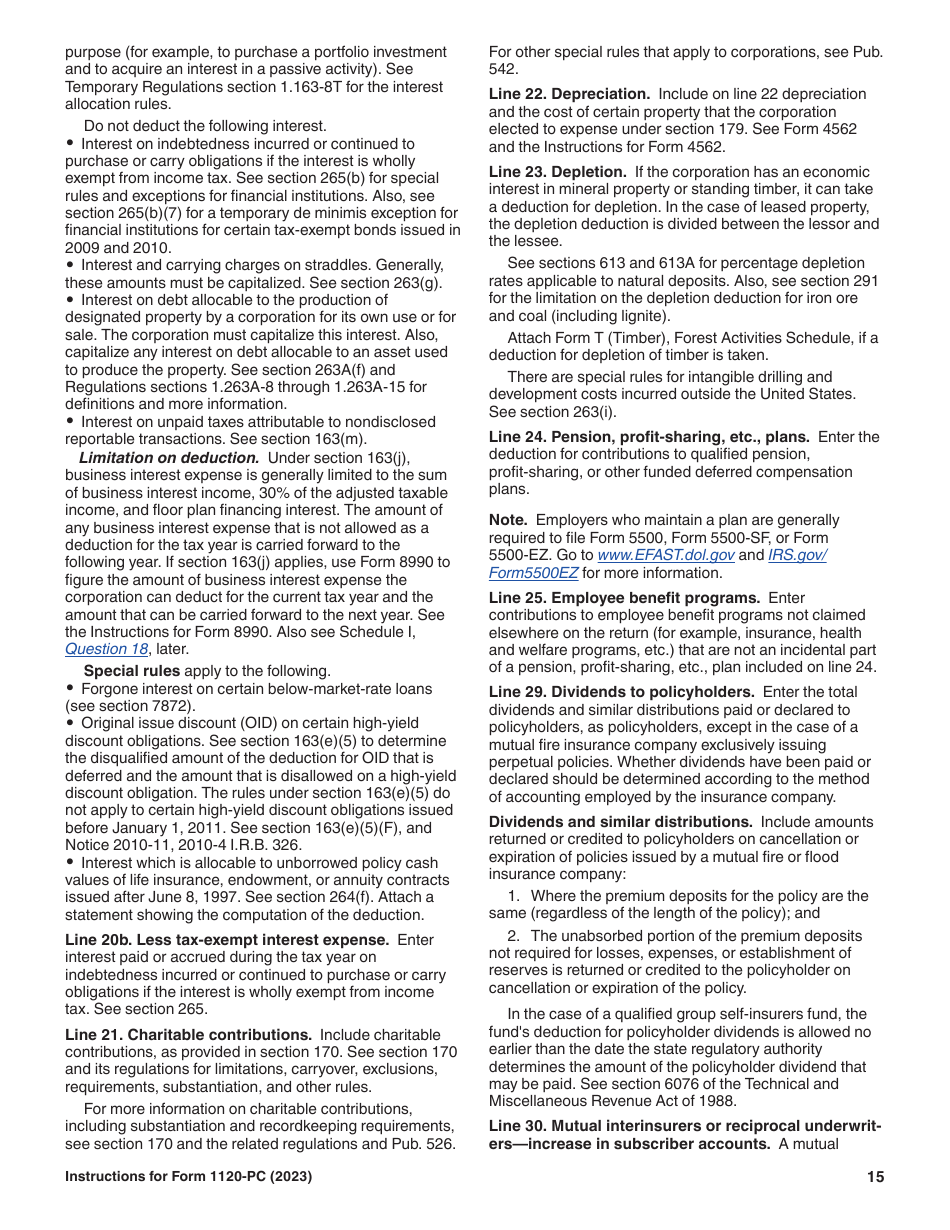 Instructions for IRS Form 1120-PC U.S. Property and Casualty Insurance Company Income Tax Return, Page 15