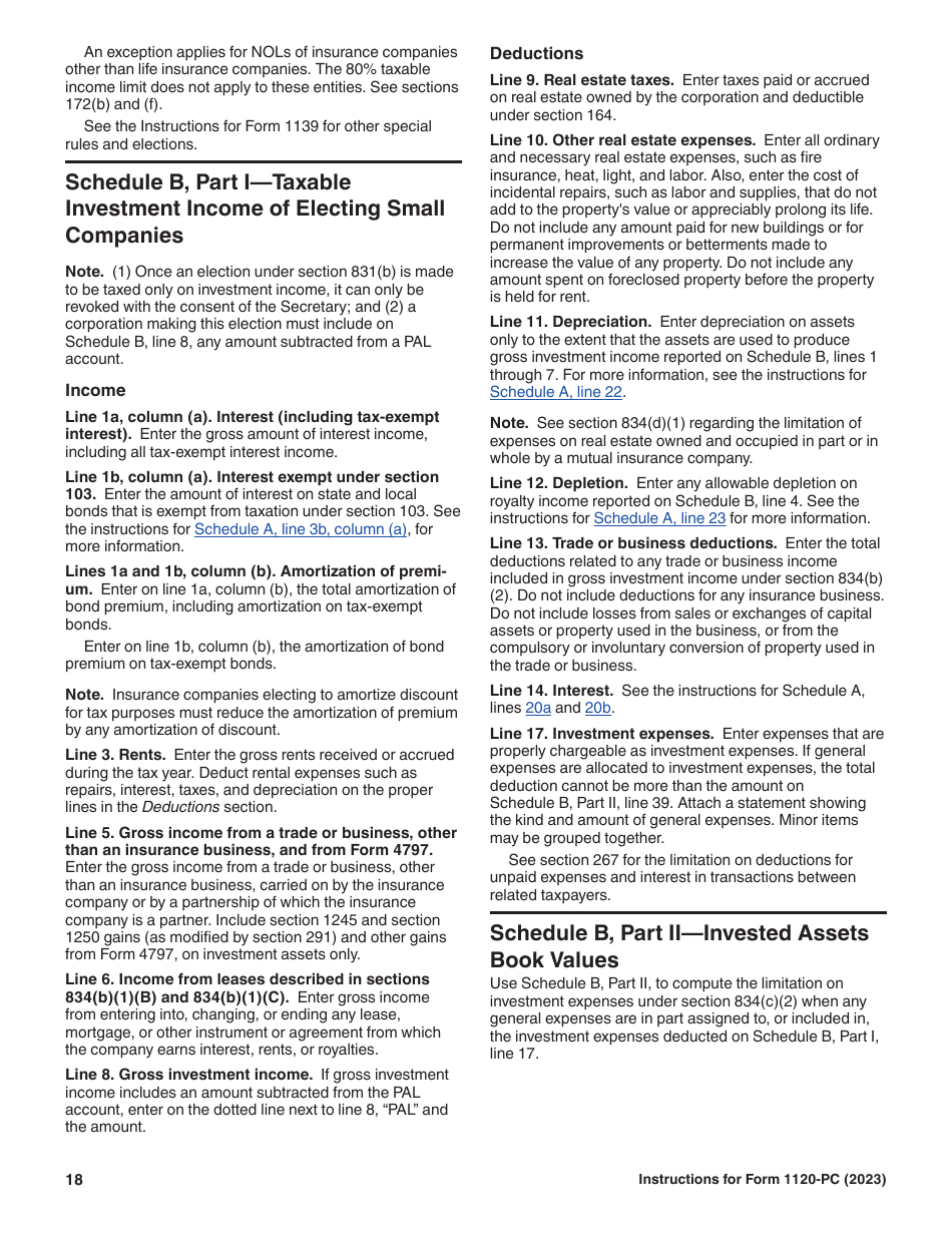 Instructions for IRS Form 1120-PC U.S. Property and Casualty Insurance Company Income Tax Return, Page 18