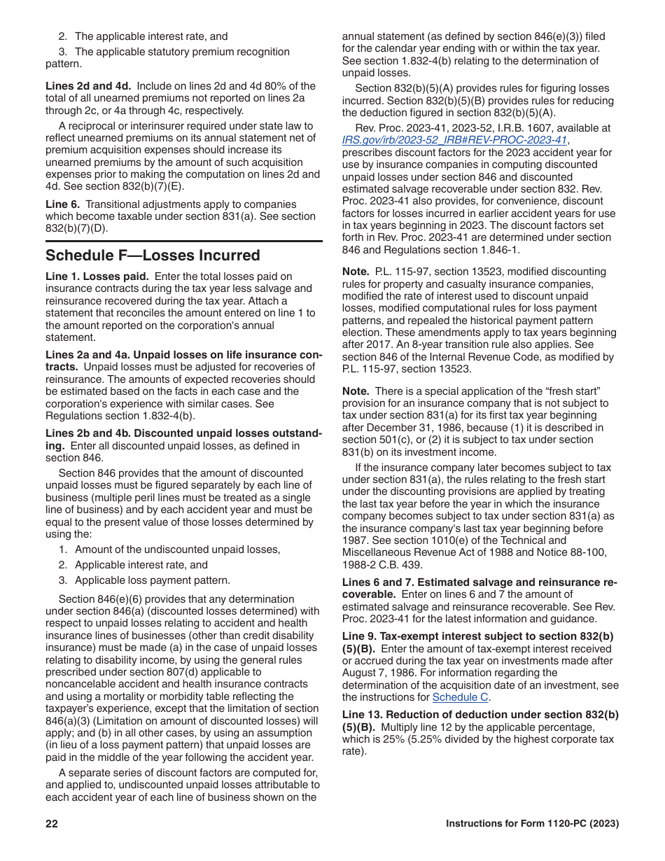 Instructions for IRS Form 1120-PC U.S. Property and Casualty Insurance Company Income Tax Return, Page 22