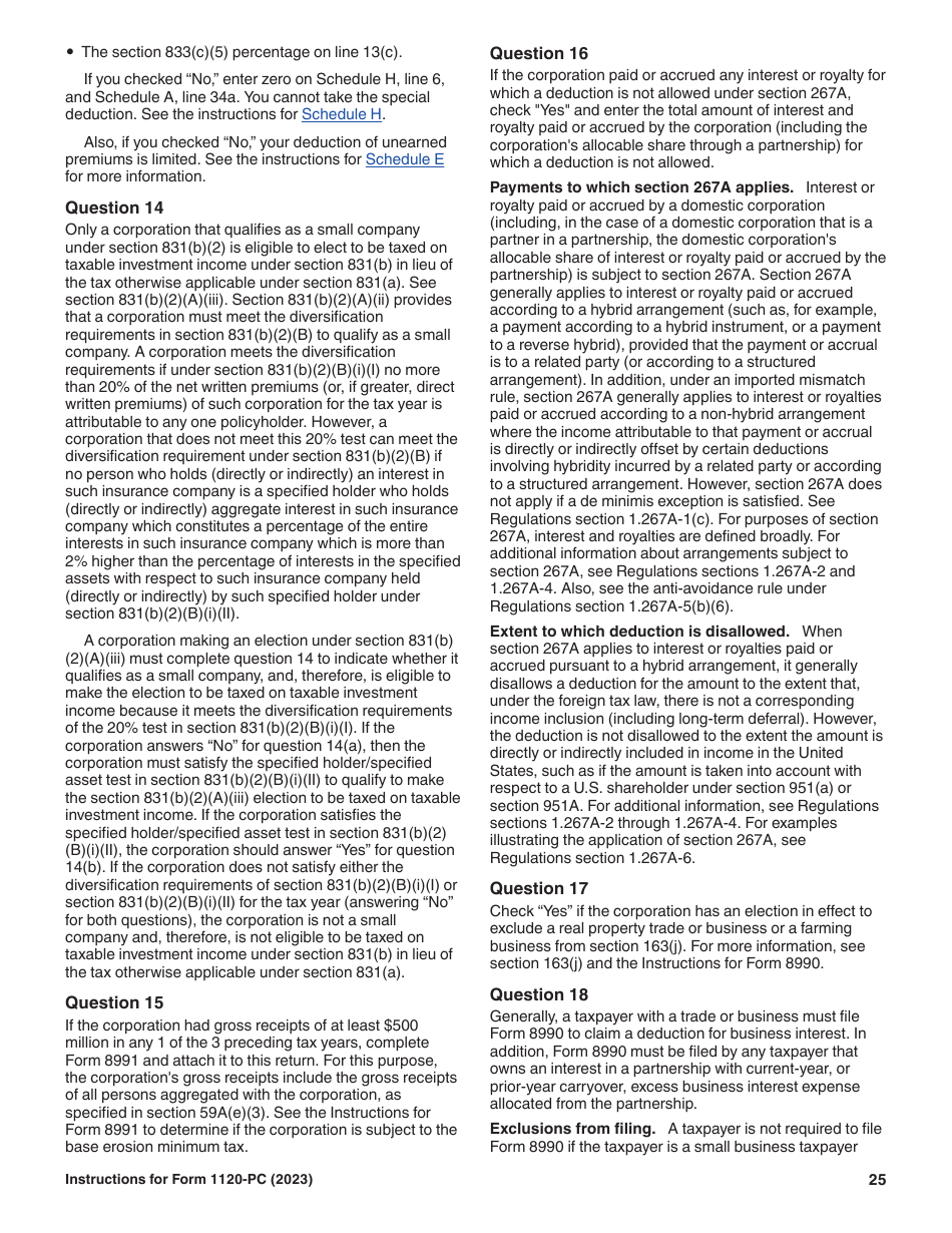 Instructions for IRS Form 1120-PC U.S. Property and Casualty Insurance Company Income Tax Return, Page 25
