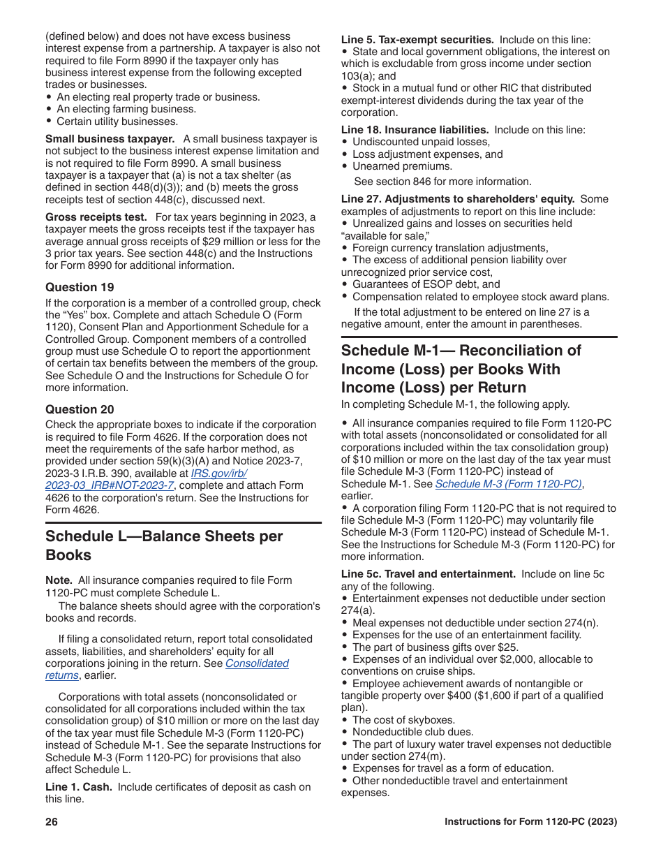 Instructions for IRS Form 1120-PC U.S. Property and Casualty Insurance Company Income Tax Return, Page 26