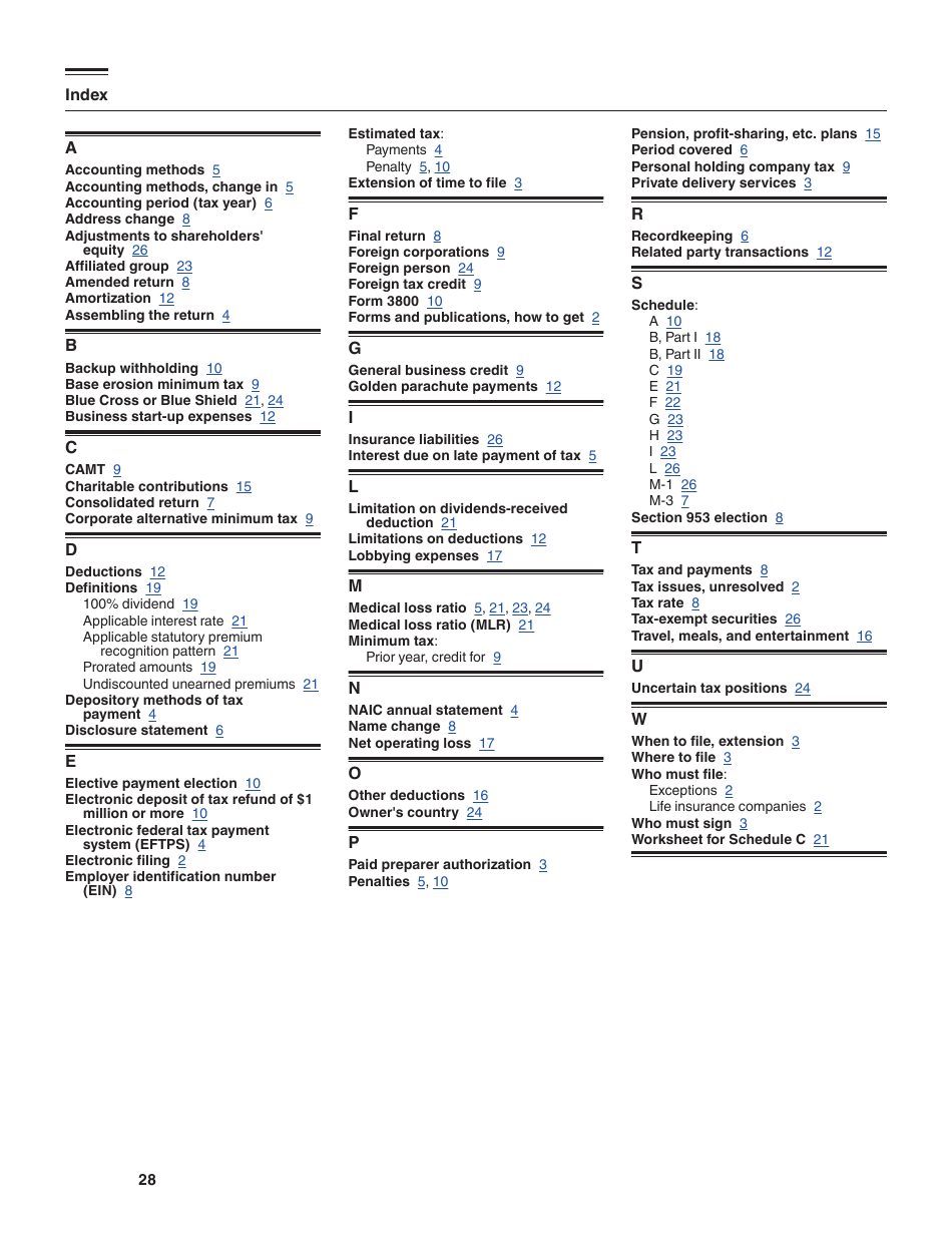 Instructions for IRS Form 1120-PC U.S. Property and Casualty Insurance Company Income Tax Return, Page 28