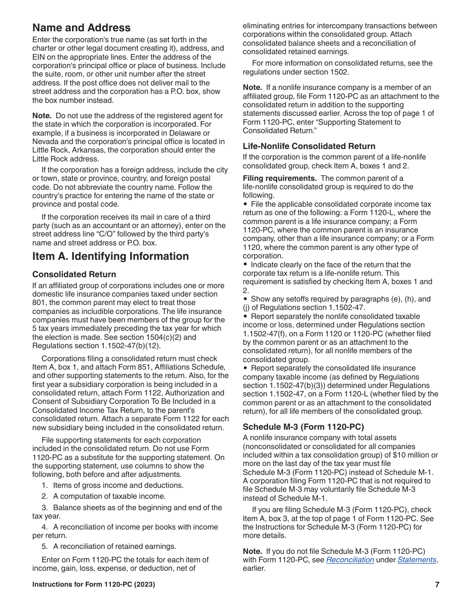 Instructions for IRS Form 1120-PC U.S. Property and Casualty Insurance Company Income Tax Return, Page 7