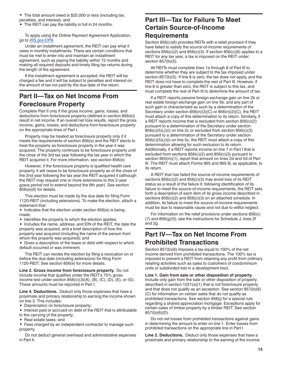 Instructions for IRS Form 1120-REIT U.S. Income Tax Return for Real Estate Investment Trusts, Page 15