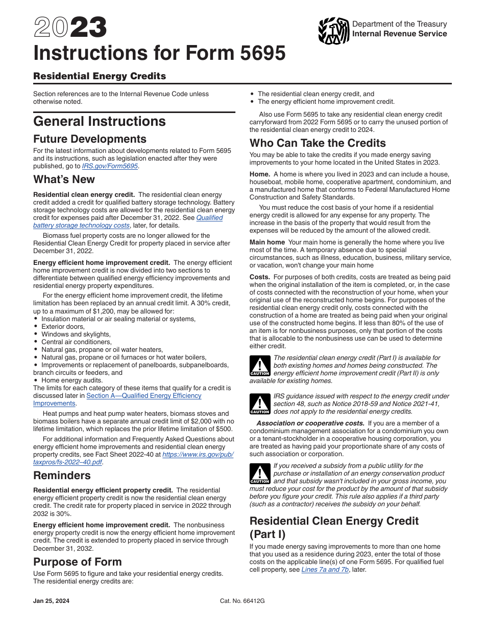 Download Instructions for IRS Form 5695 Residential Energy Credits PDF