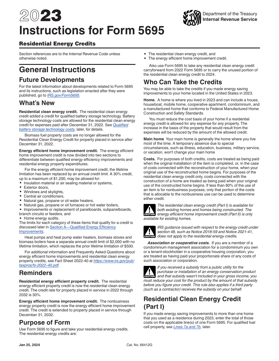Instructions for IRS Form 5695 Residential Energy Credits, Page 1