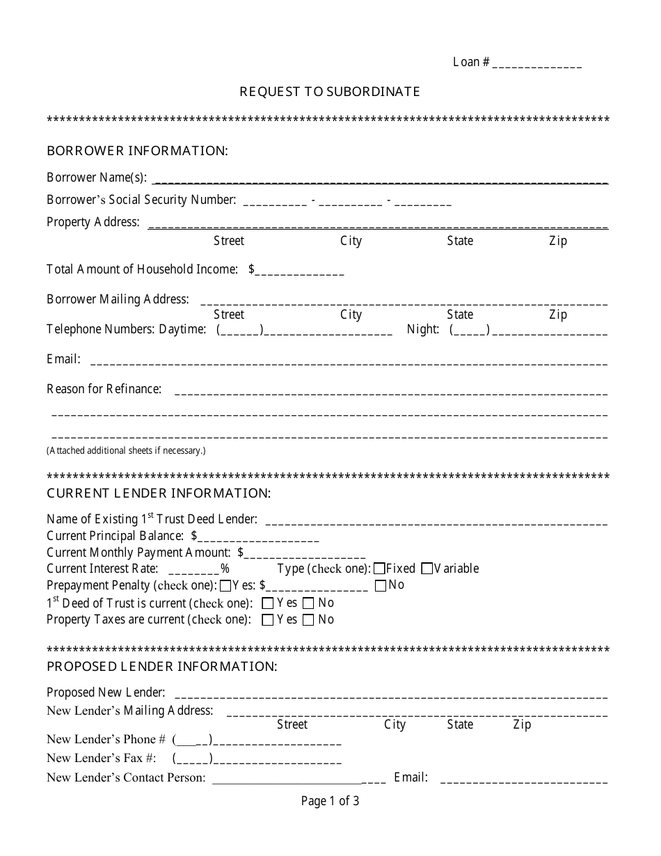 Request to Subordinate - City of San Diego, California, Page 2