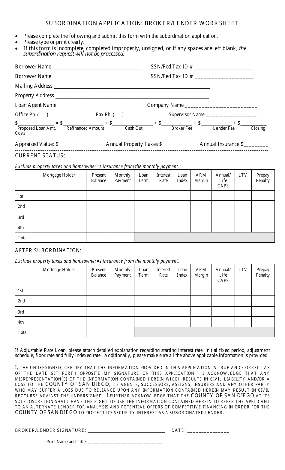 Request to Subordinate - City of San Diego, California, Page 5