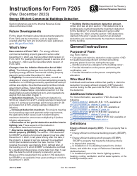 Instructions for IRS Form 7205 Energy Efficient Commercial Buildings Deduction