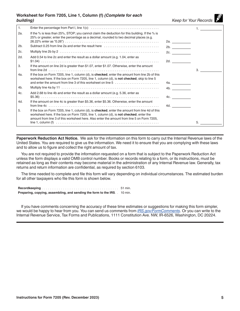 Instructions for IRS Form 7205 Energy Efficient Commercial Buildings Deduction, Page 5
