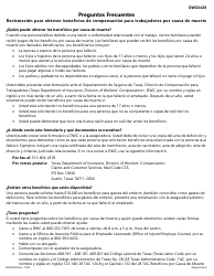 Formulario DWC042S Reclamacion Para Obtener Beneficios De Compensacion Para Trabajadores Por Causa De Muerte - Texas (Spanish), Page 5