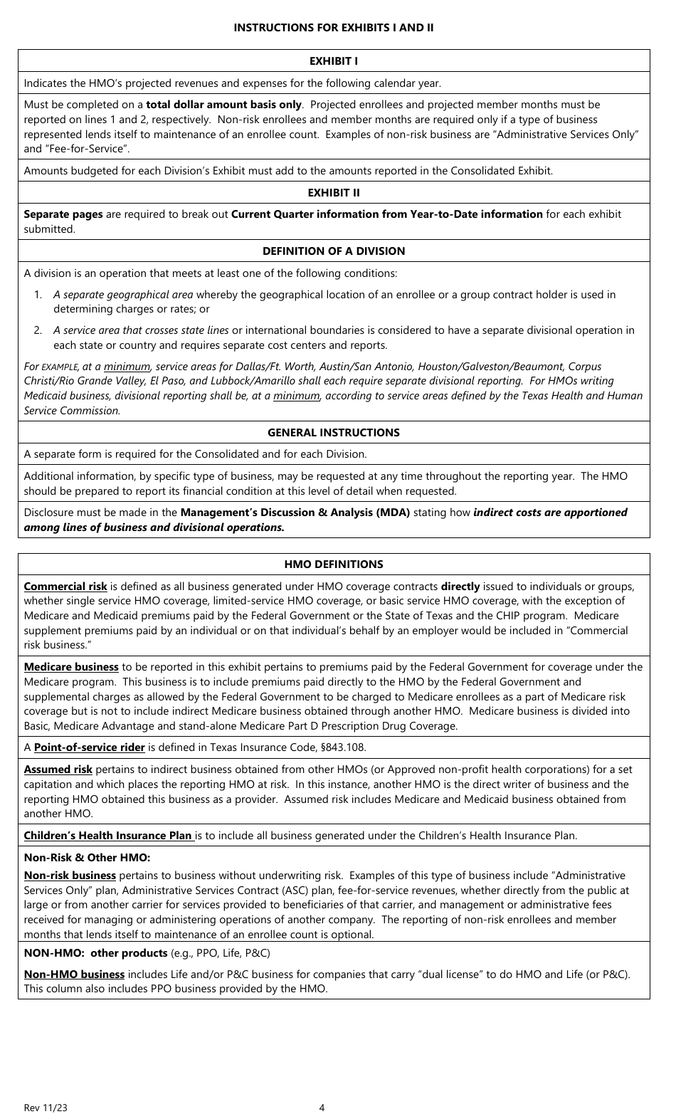 Form FIN116 HMO Supplement - Annual Information - Texas, Page 2