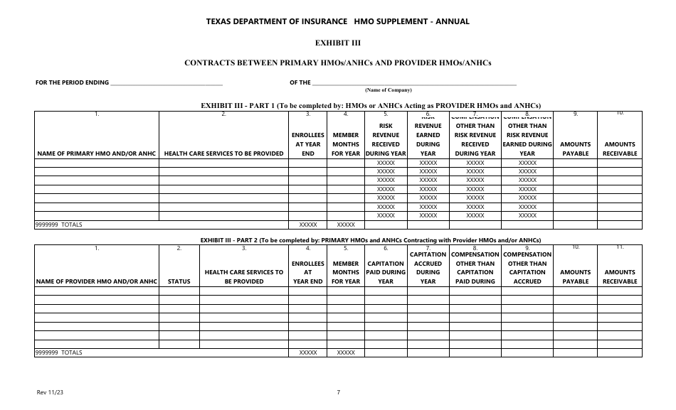 Form FIN116 HMO Supplement - Annual Information - Texas, Page 6
