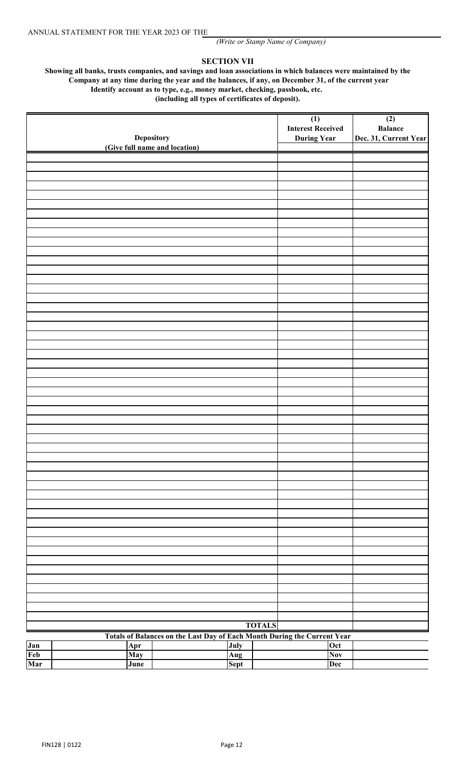 Form FIN128 Annual Statement - Farm Mutual Companies - Texas, Page 14