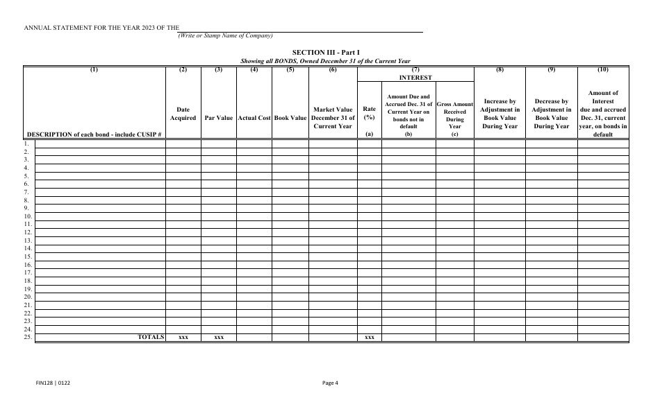 Form FIN128 Annual Statement - Farm Mutual Companies - Texas, Page 6