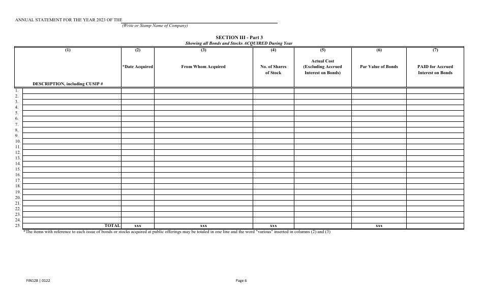 Form FIN128 Annual Statement - Farm Mutual Companies - Texas, Page 8