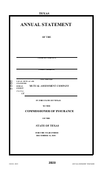 Document preview: Form FIN251 Annual Statement - Mutual Assessments, Burials, Lmas - Texas, 2023