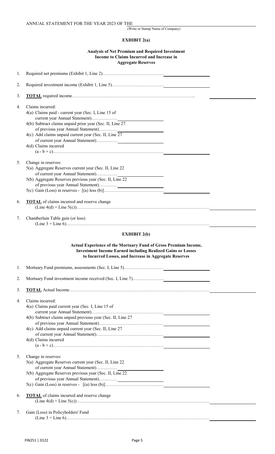 Form FIN251 Annual Statement - Mutual Assessments, Burials, Lmas - Texas, Page 8