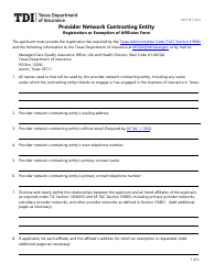 Form LHL715 Provider Network Contracting Entity Registration or Exemption of Affiliates Form - Texas