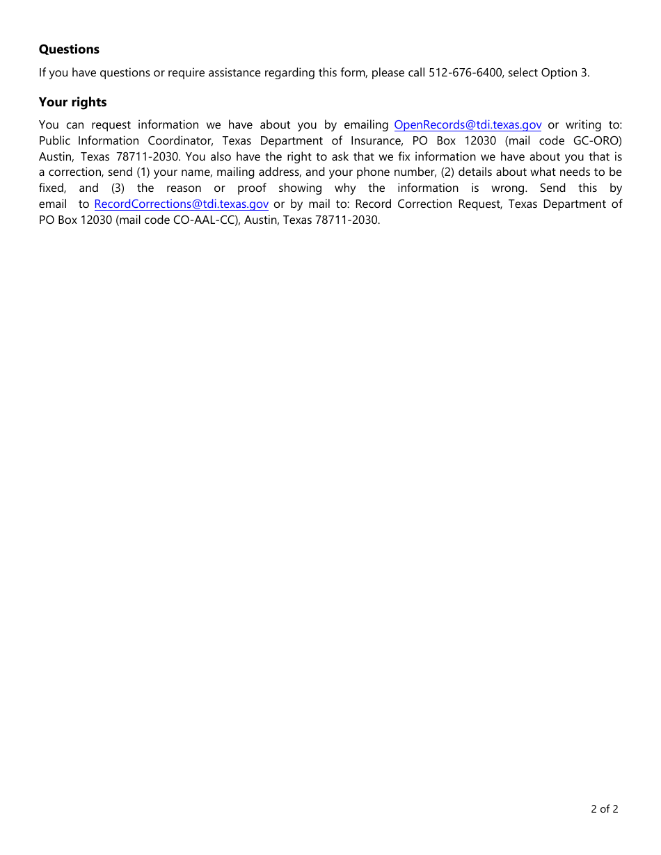 Form LHL715 Provider Network Contracting Entity Registration or Exemption of Affiliates Form - Texas, Page 2