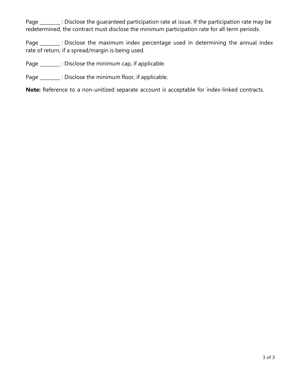 Form LAC018 Index-Linked Crediting Features Checklist - Texas, Page 3