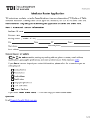 Document preview: Form PC407 Mediator Roster Application - Texas