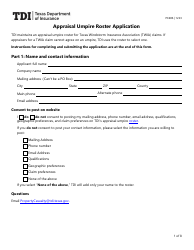 Document preview: Form PC406 Appraisal Umpire Roster Application - Texas