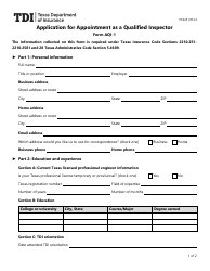 Document preview: Form AQI-1 (PC425) Application for Appointment as a Qualified Inspector - Texas