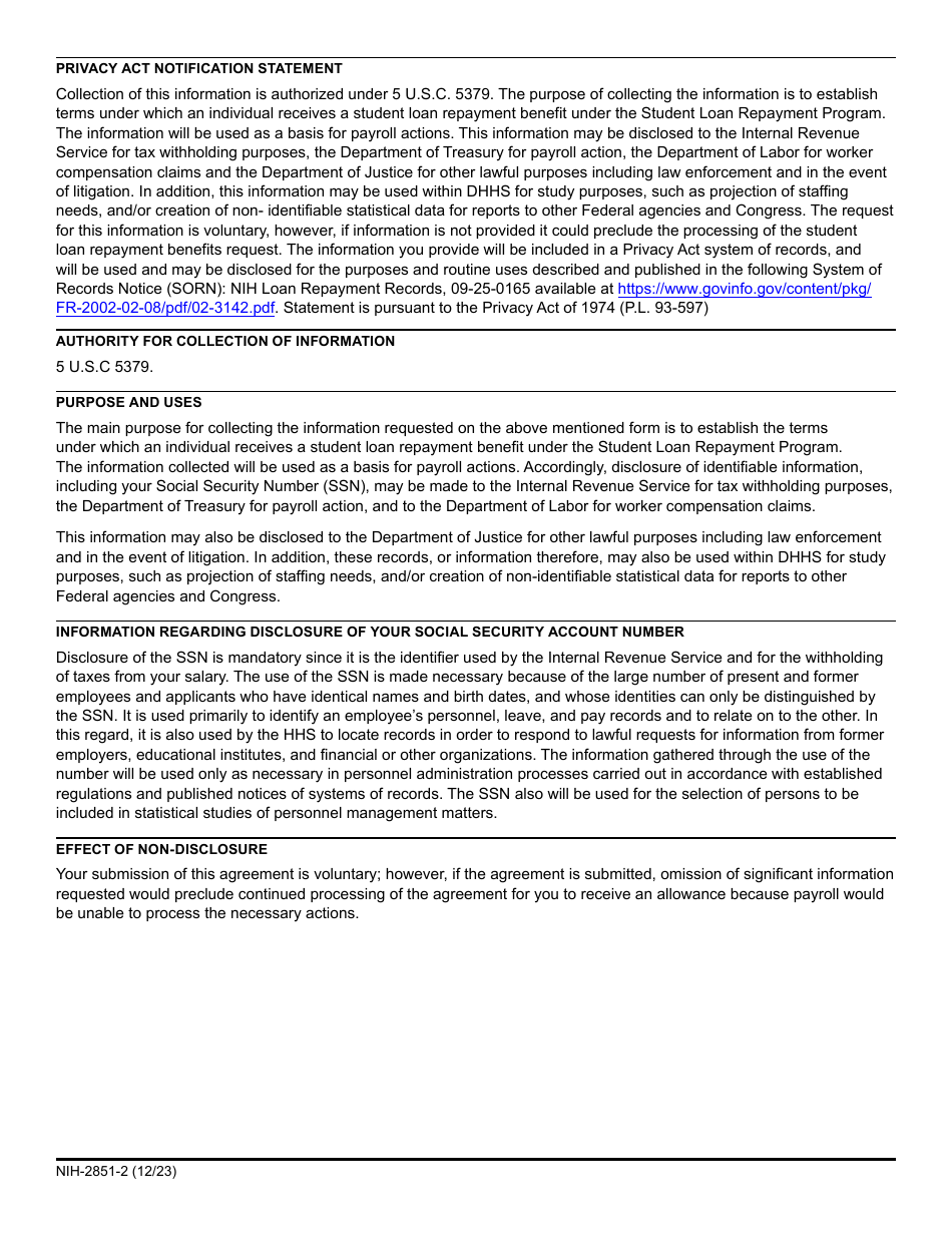 Form NIH-2851-2 Student Loan Repayment Program Service Agreement, Page 2