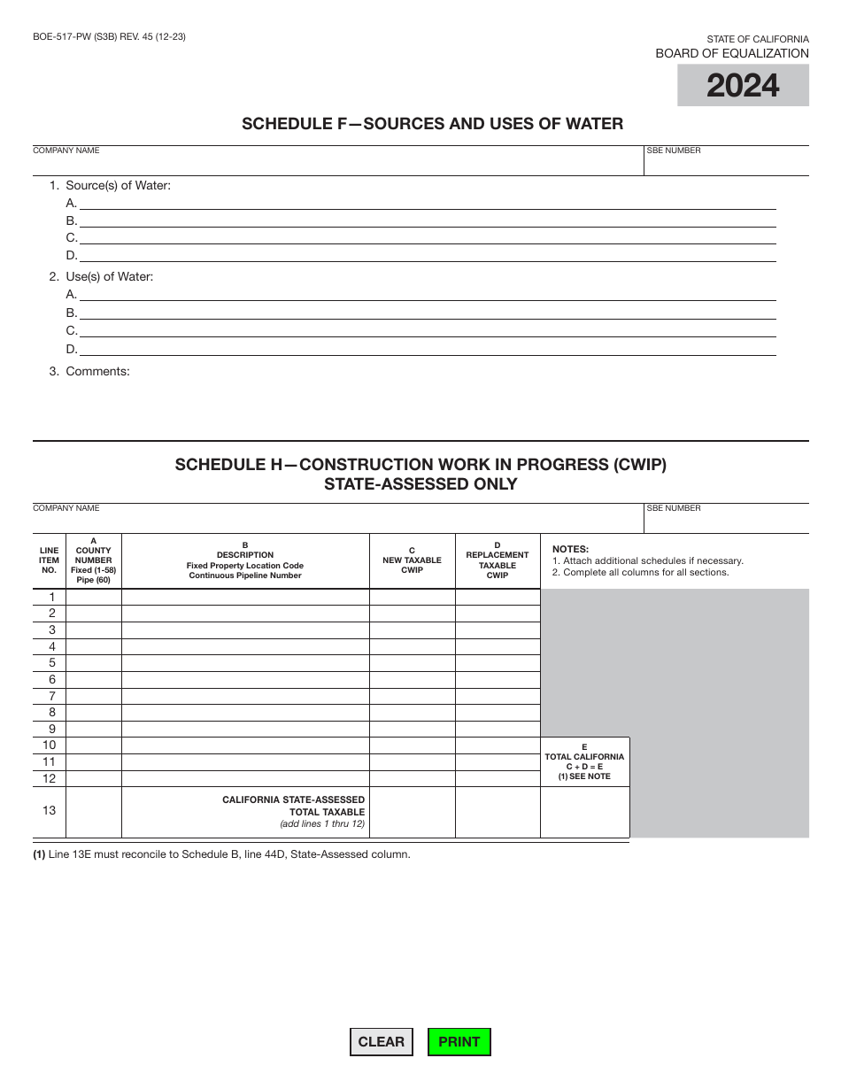 Form BOE-517-PW Property Statement - Intercounty Flumes, Canals, Ditches, Aqueducts - California, Page 6