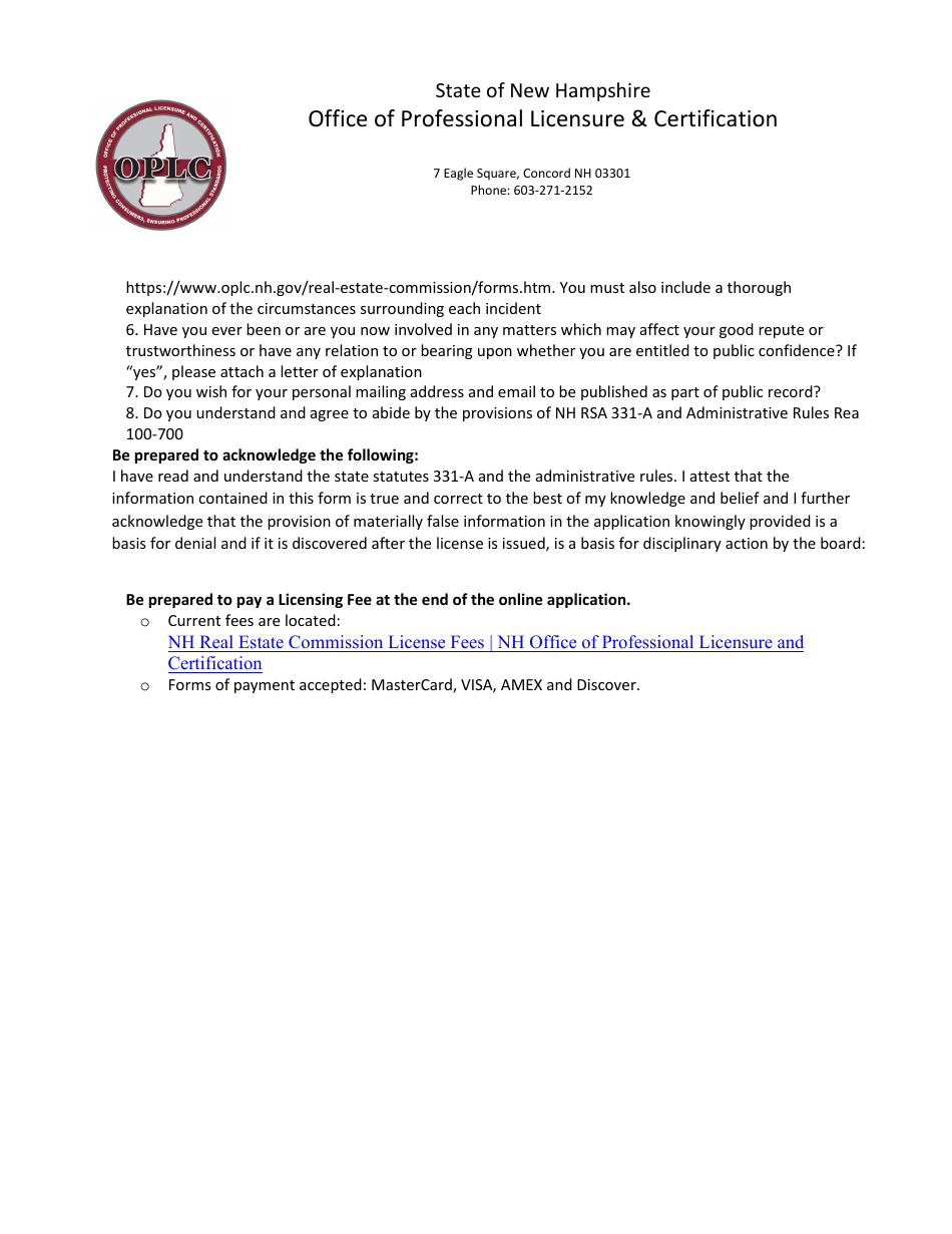 Salesperson - Initial Application Checklist - New Hampshire, Page 2