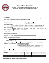 Document preview: Salesperson Reinstatement Application - New Hampshire