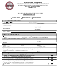 Real Estate Broker Application Form - New Hampshire