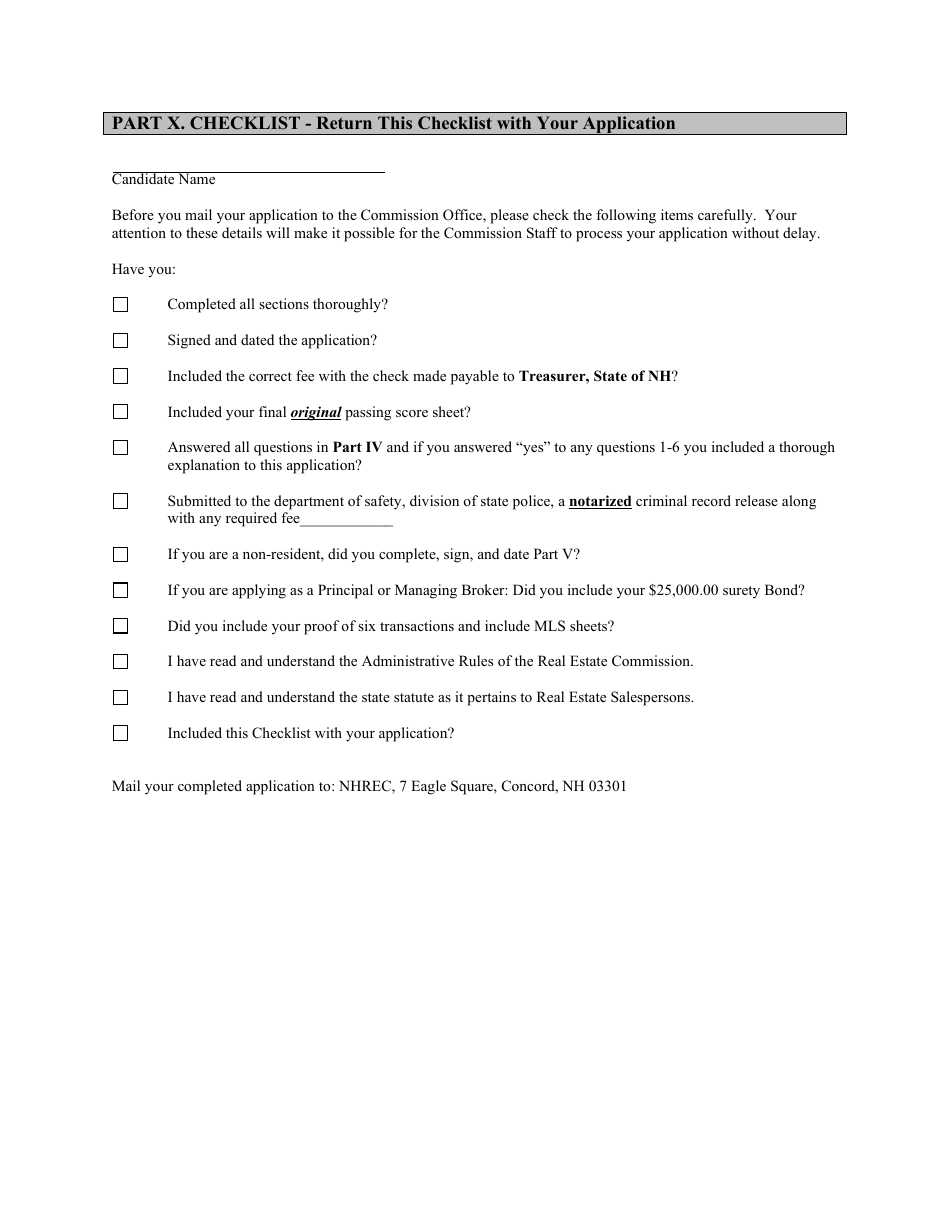 Real Estate Broker Application Form - New Hampshire, Page 8