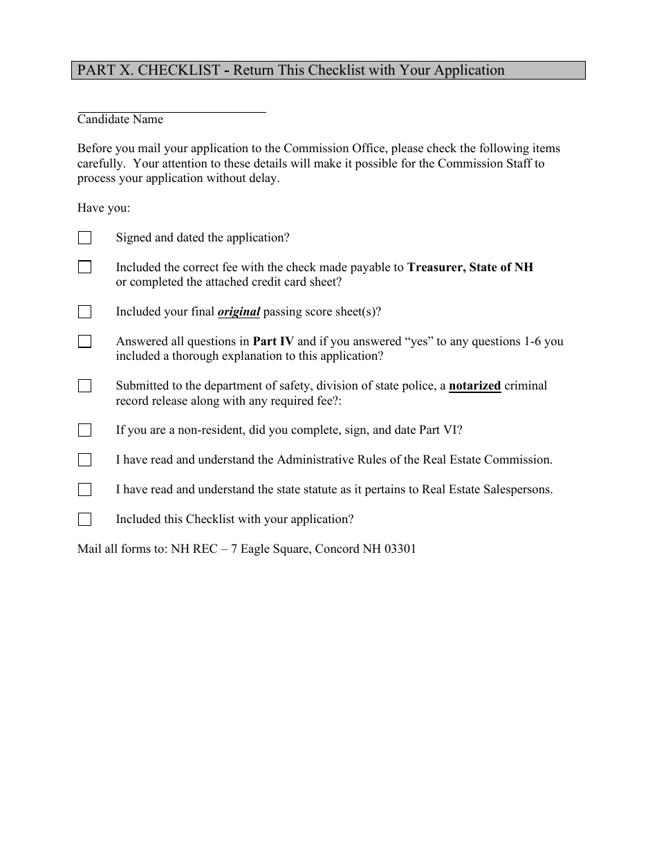 Real Estate Salesperson Application Form - New Hampshire, Page 5