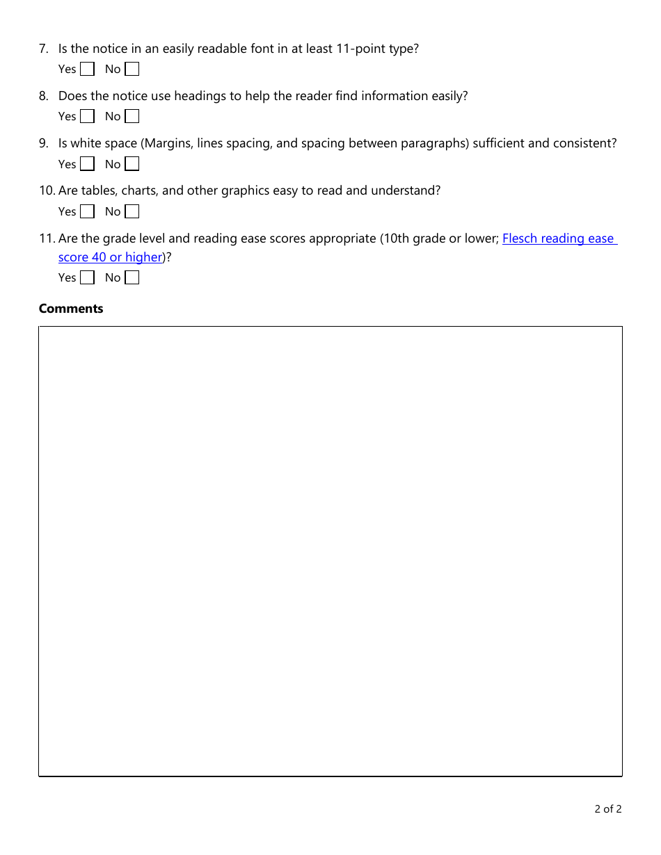 Plain Language Checklist for Long-Term Care Premium Increase Notices - Texas, Page 2