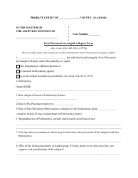 Post-placement Investigative Report Form - Alabama