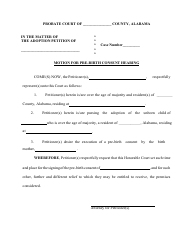 Document preview: Motion for Pre-birth Consent Hearing - Alabama