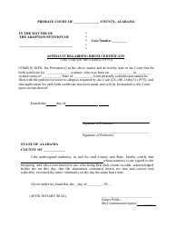 Alabama Affidavit Regarding Birth Certificate - Fill Out, Sign Online ...