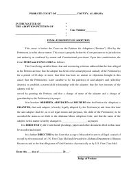 Document preview: Final Judgment of Adoption - Nonrelated, No Implied Consent - Alabama