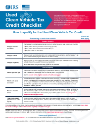Document preview: Used Clean Vehicle Tax Credit Checklist