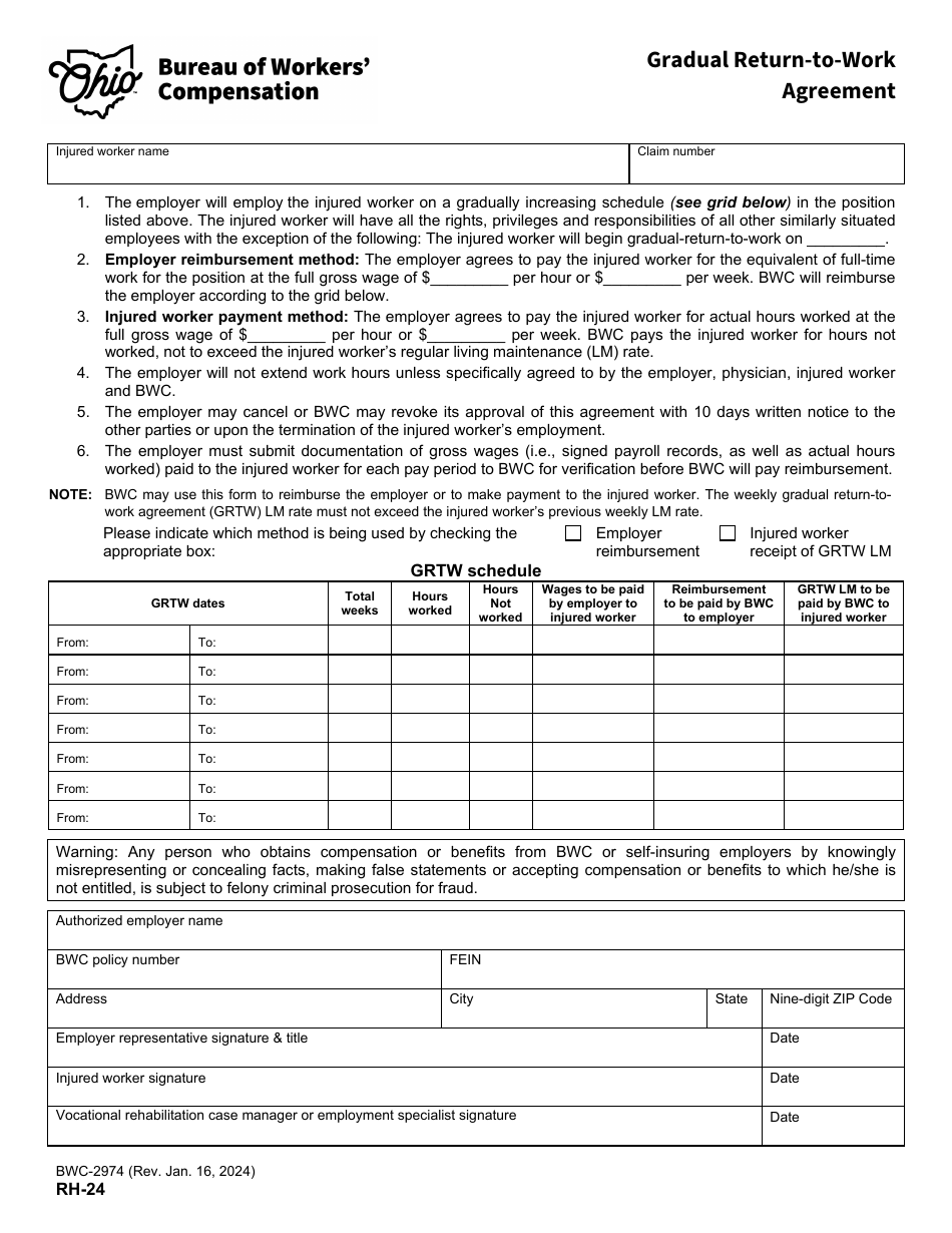 Form RH 24 (BWC 2974) Download Printable PDF or Fill Online Gradual