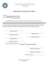Document preview: Director's Acceptance of Trust - Louisiana