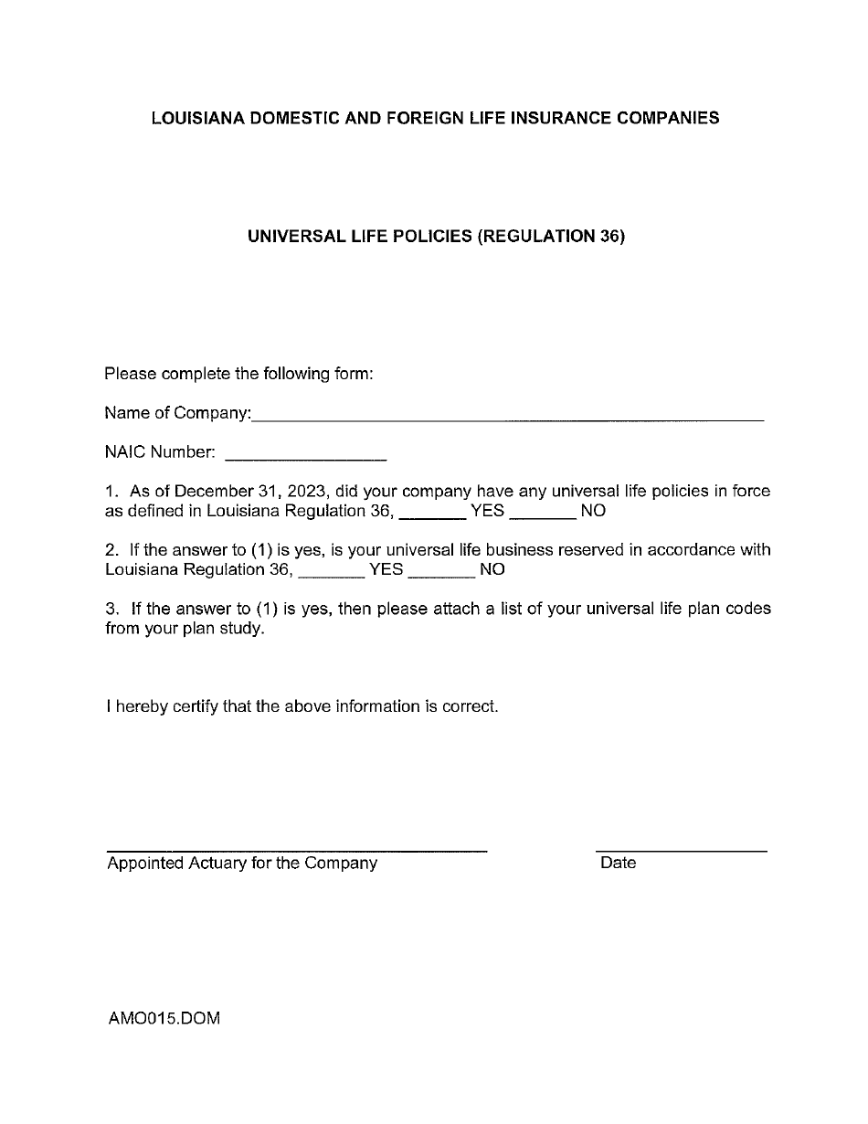 Actuarial Filing Instructions - Domestic Life  Health Insurers - Louisiana, Page 13