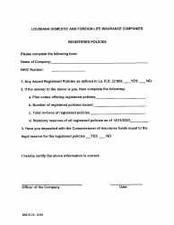 Actuarial Filing Instructions - Domestic Life &amp; Health Insurers - Louisiana, Page 16