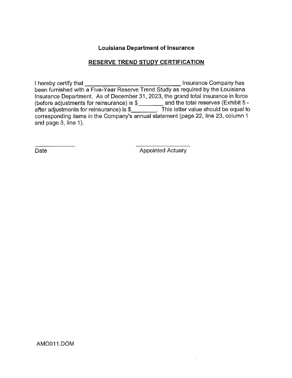 Actuarial Filing Instructions - Domestic Life  Health Insurers - Louisiana, Page 9